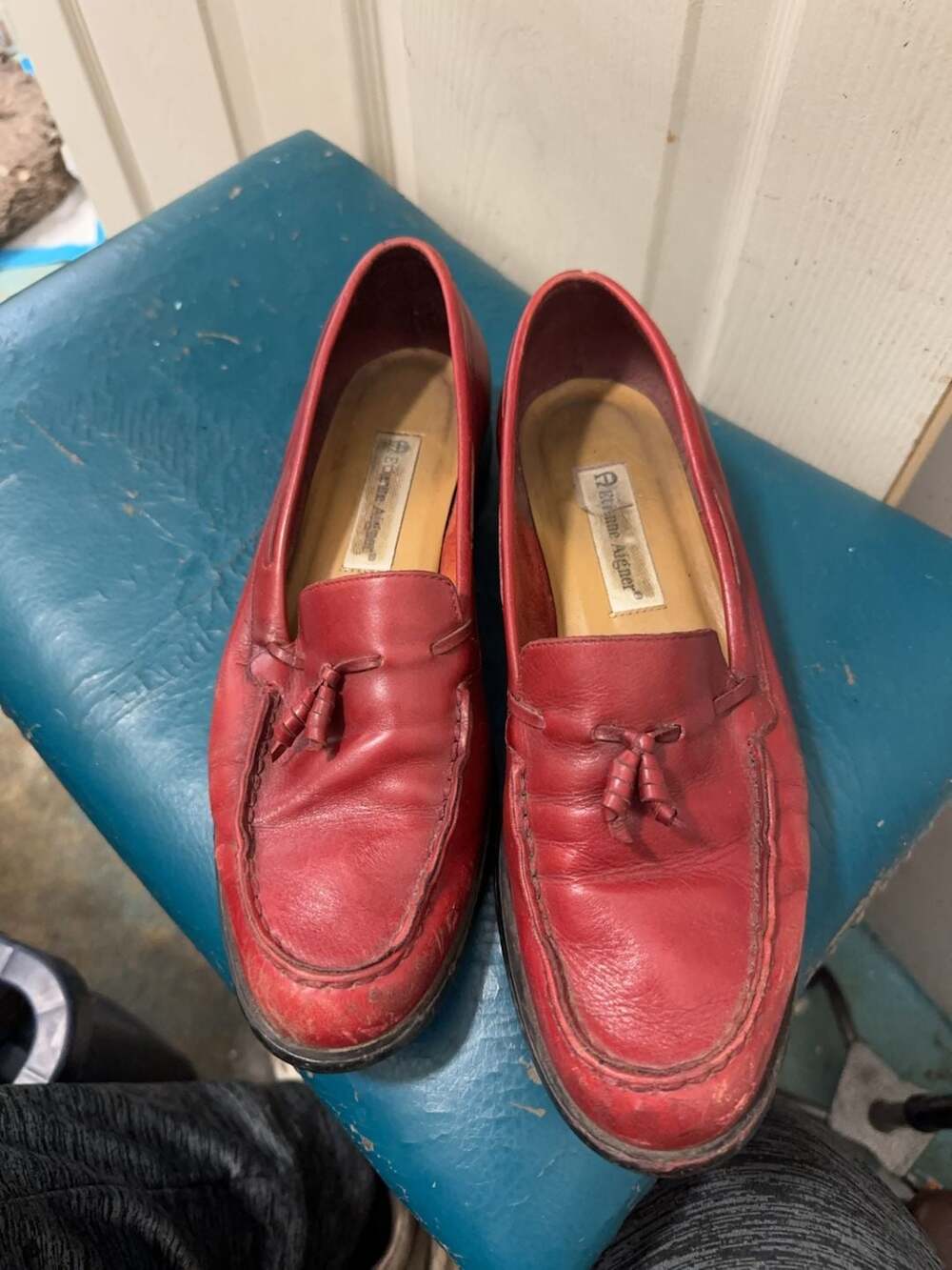Etienne Aigner Women's Red Leather Tassel Loafers Size 8